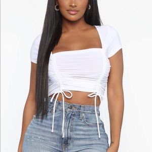 White Cinched Crop Top